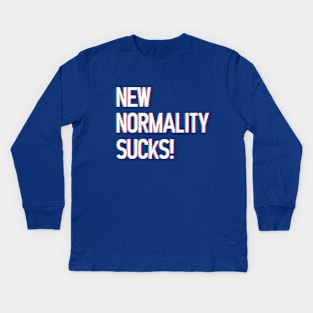 New Normality Sucks! lettering art with 3d glasses effect over white blackground. T shirt and stamps concept Kids Long Sleeve T-Shirt